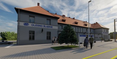 zdjęcie z przebudowy Dworzec kolejowy stacja Olesno Śląskie