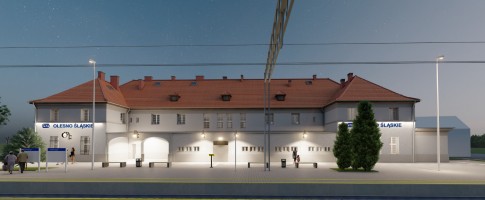 zdjęcie z przebudowy Dworzec kolejowy stacja Olesno Śląskie
