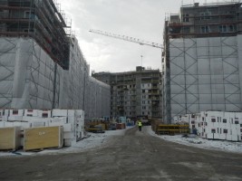 budynki nr 1 i 2 osiągnęły stan surowy otwarty, trwa montaż stolarki okiennej