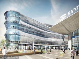 Wizualizacja przebudowanego dworca i centrum handlowego