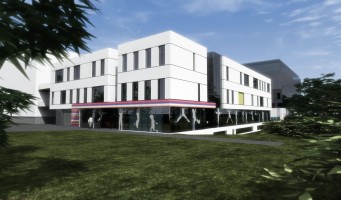 zdjęcie z budowy Oddziały Onkologii i Hematologii Dziecięcej Szpitala Klinicznego im. Karola Jonschera