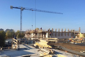 PROWADZONE PRACE ŻELBETOWO-CIESIELSKIE NA KONDYGNACJI +2,+3- ETAP PIERWSZY